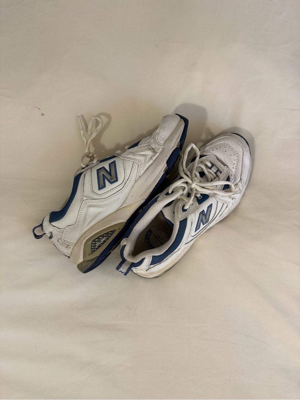 New Balance White & Blue Athletic Sneakers